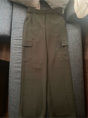 Express Olive Green High Waisted Wide Leg Cargo Pants